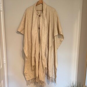 Beige Fringe Poncho